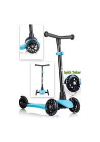 Resim Işıklı Scooter, Ayarlanabilir Yükseklik, Ön Tekerleri Işıklı Çocuk Scooter, Mavi Mavi 