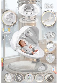Resim Kiwi Eggyone Elektrikli Otomatik Sallanan Bebek Ana Kucağı, 5 Farklı Sallanma Hızı, Oyuncaklı- Snow 