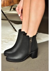 Resim Fox Shoes R674161009 Siyah Kalın Topuklu Kadın Bot Siyah 