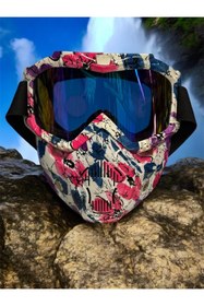 Resim SARİSSA BİSİKLET Tex 710 Jet Maske Bisiklet Motosiklet Kayak Çok Amaçlı Maske Mor Cam Aynalı Gözlük Pembe Mor 