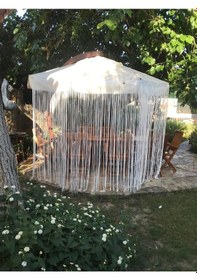 Resim İp Model Krem Renk İp Perde 180 Cm En 280 Cm Boy 2 Mm Şeritler Halinde Hazır İp Perde Krem 