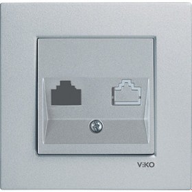 Resim Viko Novella Gümüş Data Priz Jacksız Çerçeveli 