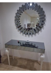 Resim Dresuar St 90625 Güneş Model Parlak Füme Cam Ayna Kaplı Kayın Tombul Ayak Beyaz Beyaz 