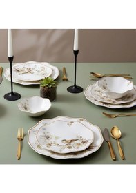 Resim Güral Porselen Nesrin 24 Parça Yemek Seti 1891 Kahverengi 