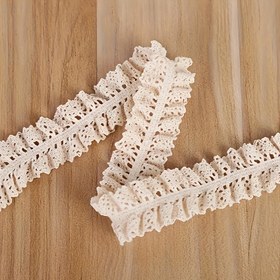 Resim 2.74 metre Şık Bej Çiçek Desenli Dantel Kenar - Su Çözünebilir, DIY Giyim, Çantalar, Saç Aksesuarları ve Dikiş Projeleri için Mükemmel 