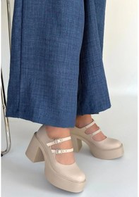 Resim Cojans Jarlo Bej Cilt Dolgu Topuk Ayakkabı Göründüğü Gibi 