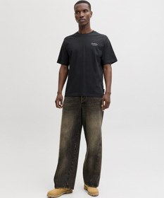 Resim Jack & Jones Jack Jones Yazı Desenli Erkek Yuvarlak Yaka Tişört 12287990 Siyah 