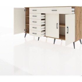 Resim Hyperion Konsol 3 Raflı 6 Çekmeceli 3 Kapaklı 176x44x99 Çam-aytaş Çam-aytaşı 