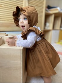 Resim Meri Baby %100 Pamuk Tarçın Rengi Siperli Bebek Şapkası Açık Kahverengi 