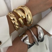 Resim 2/3 adet Kadın ve Erkekler için Abartılı Metal Düzensiz Spiral Altın Gümüş Bileklik Seti, Nötr Stil Günlük Parti Aksesuarları 