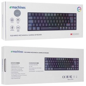 Resim ACER eMachines, EAK68, Siyah/Gri, USB Kablolu, RGB Backlight, RED Switch, Mekanik, Türkçe Q, 68 Tuşlu, Gaming Klavye 