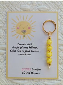 Resim 24 Adet Özel Tasarım Güneş Ve Sarı Anahtarlık Hastane Yeni Doğan 40 Mevlidi Dağıtmalık Hediyelik 