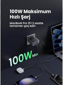 Resim UGREEN Nexode Air 100W 4-Port GaN Fast Charger EU Hızlı Şarj Adaptörü 