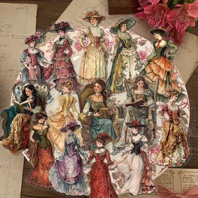 Resim 50 adet YWWBLD Vintage Avrupa ve Amerika Figür Stickerları - Jurnaller, Günlükler, Not Defterleri, Tabletler, Su Şişeleri, Telefonlar için Mat PVC Kendinden Yapışkanlı Stickerlar - Çeşitli Boyutlar, Düzensiz Şekiller, Süslemek, Partiler ve Hediyeler için Mükemmel, Günlük Süsleme, Dekoratif Stickerlar, Tek Kullanımlık Stickerlar 