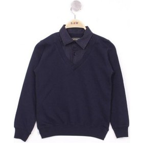 Resim Toontoy Kids Toontoy Erkek Çocuk Gömlek Yaka Okul Sweatshirt Lacivert 