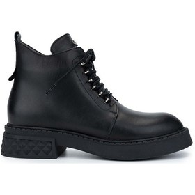 Resim Tamer Tanca Kadın Hakiki Deri Siyah Deri Casual Bot 1066 03 Bn Bot Sk24-25 Sıyah Dr Siyah 