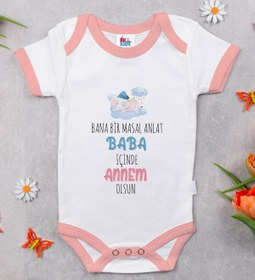 Resim Bitmeyen Kartuş Bk Kids Masal Anlat Baba Tasarımlı Pembe Bebek Body Zıbın-1 