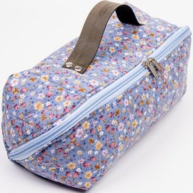 Resim Makyaj Çantası Çiçek Desenli Pamuk Kozmetik Çantası 