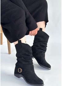 Resim Canty Siyah Süet Körüklü Topuklu Çizme Çok Renkli 