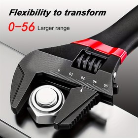 Resim Ayarlanabilir Anahtar 0-56mm - Ağır Hizmet Tipi Metal Soket Anahtar, Kırmızı Acenteli, Dar Alanlar İçin Ergonomik Tutma, Ev ve Endüstriyel Kullanım İçin İdeal, Daralan Anahtarlar 