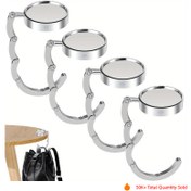 Resim 4 adet metal çanta askısı, katlanabilir, kaymaz, benzersiz, çok amaçlı, masa ve cüzdan tutucular 