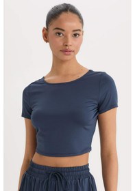 Resim DeFactoFit Crop Bisiklet Yaka Sporcu Kısa Kollu Tişört E2663AX25SMNV249 