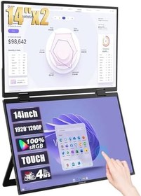 Resim ZEUSLAP Z14W 14" 1920 * 1200@60Hz Full HD ADS-IPS Panel Type-C 100% sRGB 300Cd/m² Dokunmatik, Çift Ekran Taşınabilir Monitör (ZL-Z14W) 