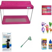 Resim Kanki Pet 3518 Akvaryum Hazır Set Pembe 35 CM 