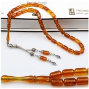 Resim Tesbih Pasajı Turuncu Renk Kapsül Sürmeli Toz Kehribar Tesbih 7 x 11 MM 