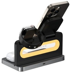 Resim Bix Tps02 Gece Işıklı Çok Fonksiyonlu 3 Ü 1 Arada Akıllı Telefon, Akıllı Saat Ve Tws Kulaklıklar İçin Manyetik 15w Şarj 