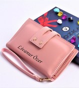 Resim Pudra Çift Çıtçıtlı Model Trend Kadın Cüzdanı Pudra 