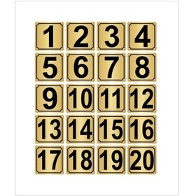 Resim Metal Kapı,masa,dolap Numarası 20cmx20cm 20 Adet 1 20 Altın Renk Metal 