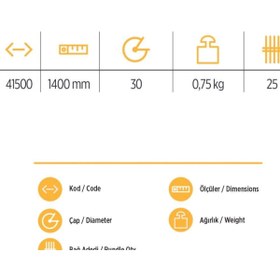 Resim İsmiyle Al znv Mey İthalat® YKS 41500 Tırmık Sapı 140 cm znv2026 