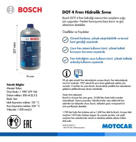 Resim Bosch Dot 4 Hidrolik Fren Yağı (500 ml) 