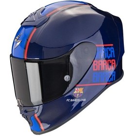 Resim Scorpion Exo R1 Evo Air Fc Barcelona Lisanslı Spor Motosiklet Kaskı Mavi Mavi 