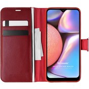 Resim Samsung Galaxy A10s Kılıf Delux Leather Wallet Kırmızı Microsonic