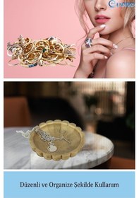 Resim Dekoratif Kase Takı Kutusu Yüzük Kolye Kutusu Mum Tabağı Takı Organizer Çiçek Model - Altın Eskitme 