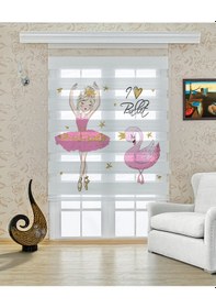 Resim Perdecizade Enxboy Pembe Balerin Ve Kuğu Dijital Baskılı Zebra Perde-cocuk Odası-stor Perde Pz-409 Renkli 