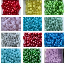 Resim Cam Boncuklar, Çok Renkli 4/6/8/10mm Düz Delikli Takı Yapımı DIY Bilezik Kolye Aksesuarları İçin Gevşek Boncuklar 