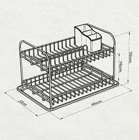 Resim Geseus Home İki Katlı Tabaklık Bulaşıklık Mat Siyah KB007S 