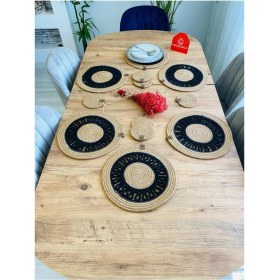 Resim Jütex Home Jüt Hasır Amerikan Servis Supla ve Bardak Altı 12 Parça 