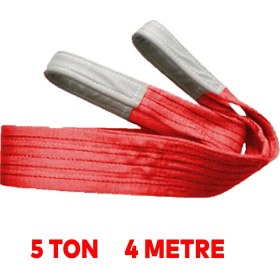 Resim Badem10 Sapan Polyester Spanzet 5 Ton 4 Metre Kırmızı Sağlam Yük Kaldırma Taşıma İndirme Halat 