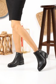 Resim AYŞEM Kadın Çift Fermuarlı Siyah Bot & Bootie 