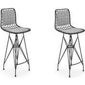 Resim Knsz kafes tel bar sandalyesi 2 li zengin syhtalen sırt minderli 75 cm oturma yüksekliği ofis cafe bahçe mutfak 