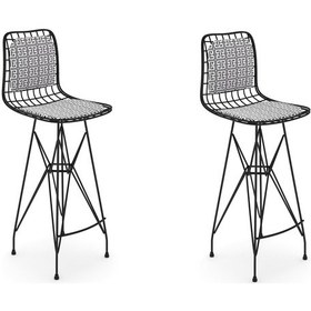 Resim Knsz kafes tel bar sandalyesi 2 li zengin syhtalen sırt minderli 75 cm oturma yüksekliği ofis cafe bahçe mutfak 