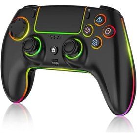 Resim Kontorland Kablosuz RGB Işıklı Gamepad – PS4, PS3, PC, Switch, Android, iOS & Steam Deck Uyumlu 