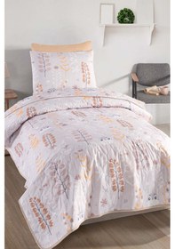 Resim Yatak Örtüsü Seti Tek Kişilik Pamuklu 2 Parça Cikcik Desen Bej / Yumuşak Dokulu Bej 