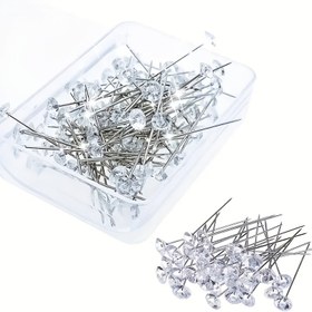 Resim 100 Adet Şık Taşlı Buket Tokaları - Büyük Kafa, Parıldayan Şeffaf Kristal, Kendin Yap Düğün & Gelin Düzenlemeleri, Dikiş El Sanatları İçin İdeal - Plastik Düzenleyici Kutu Dahil 