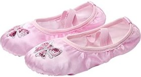 Resim GALPADA Kız Bale dans Ayakkabıları Esnek Kemer Ve Taban Olmayan Nakışlı Payetler Saten Bale Ayakkabıları Erkek Ve Kız Çocukları İçin 30 