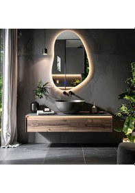Resim Nelyos Günışığı Lazer Kumlamalı Lavabo & Banyo Aynası Dokunmatik Sensörlü 55 X 90 